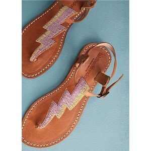 Laidbacklondon Thunder Beaded Embellished
Brown Sandals Size 10